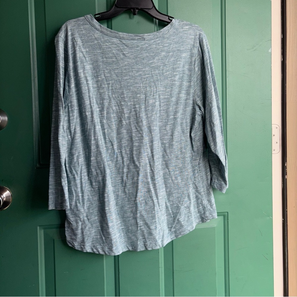 Christopher & Banks Light Teal Henley Tunic Top - Picture 6 of 6